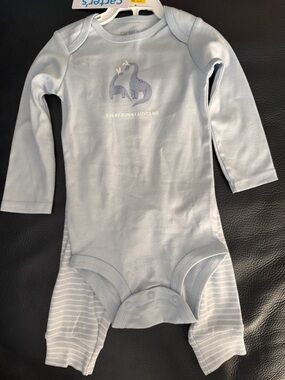9 Months Carter’s Infant Bodysuit Pants Baby Blue Dinosaur Every Bunny Loves Me